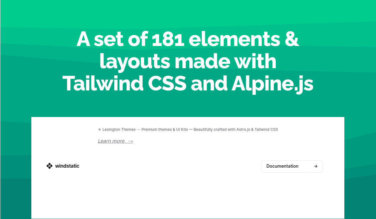 A set of 181 elements & layouts made with Tailwind CSS and Alpine.js