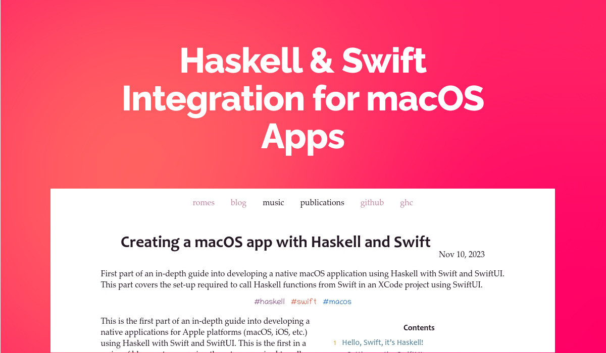 Haskell & Swift Integration for macOS Apps