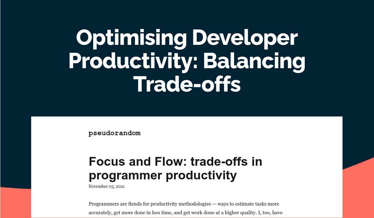 Optimising Developer Productivity: Balancing Trade-offs