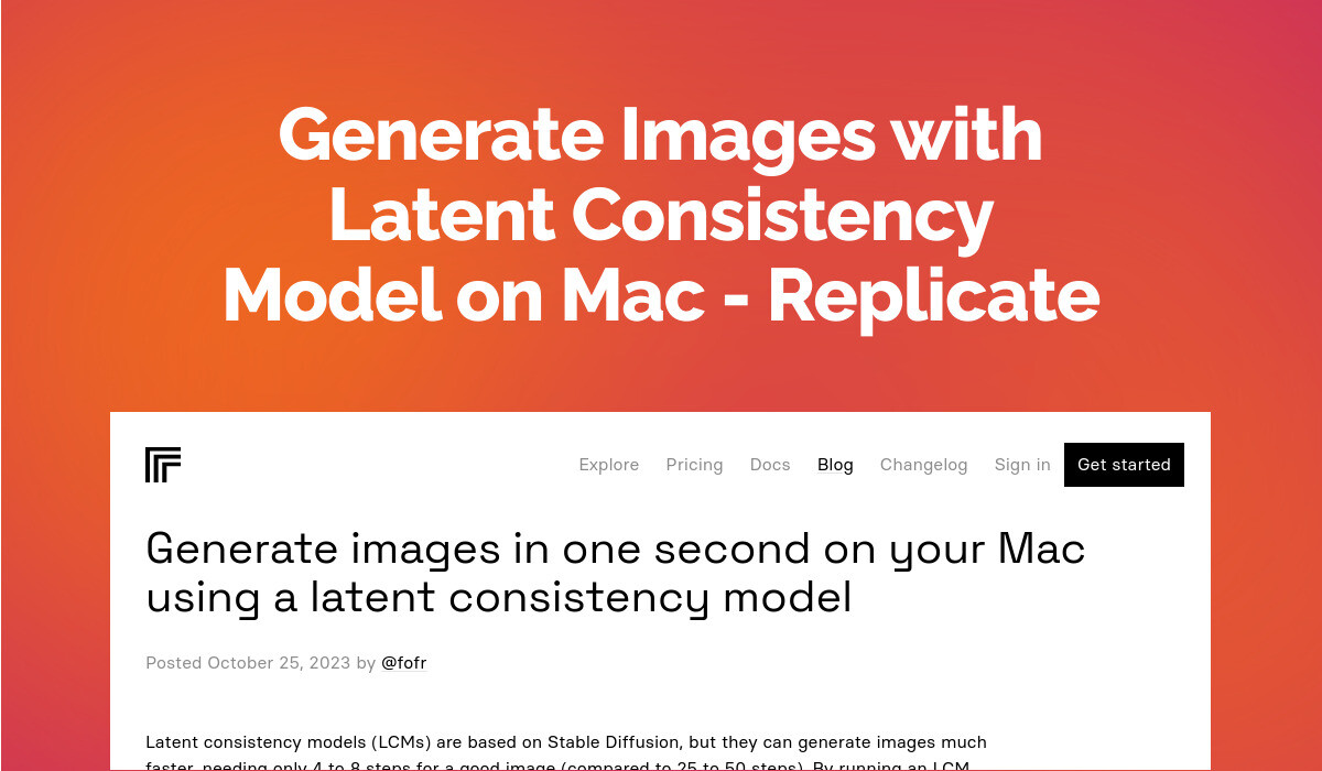 Generate Images with Latent Consistency Model on Mac - Replicate